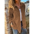 thumbnail image 3 of Asyoly Women Corduroy Velvet Shacket Long Sleeve Button Down Solid Color Shirt Jacket Blazer Jacket Trench Coat Decorative Rivets, 3 of 6