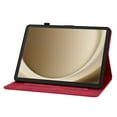 thumbnail image 2 of Case for Samsung Galaxy Tab A9 8.7" 2023 SM-X110 / SM-X115, Flower Pattern PU Leather Multi-Angle Viewing Stand Shockproof Flip Case with Card Slot, Magnetic Clasp, Pencil Slot, Red, 2 of 11