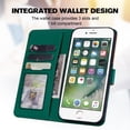 thumbnail image 2 of Cute Cartoon Wallet Phone Case for iPhone 7/8/SE 2020/SE 2022, with Card Holder Soft PU Leather Kickstand Cover for Men and Women Magnetic Shockproof Protective with Lanyard, Darkgreen, 2 of 9