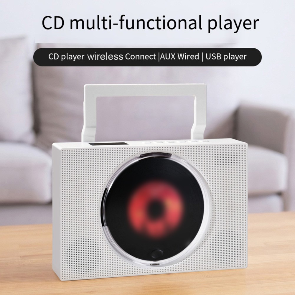 Portable Rechargeable CD Player with Dual HiFi Speakers & Wireless Support