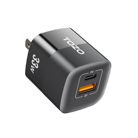 TOZO USB Type C Wall Charger,PD Fast Charge,33W,2 Ports,Compatible for iPhone - Black(Not Cable)