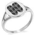 thumbnail image 1 of Stainless Steel Kikuchi Samurai Crest Minimalist Oval Top Polished Statement Signet Ring, 1 of 1