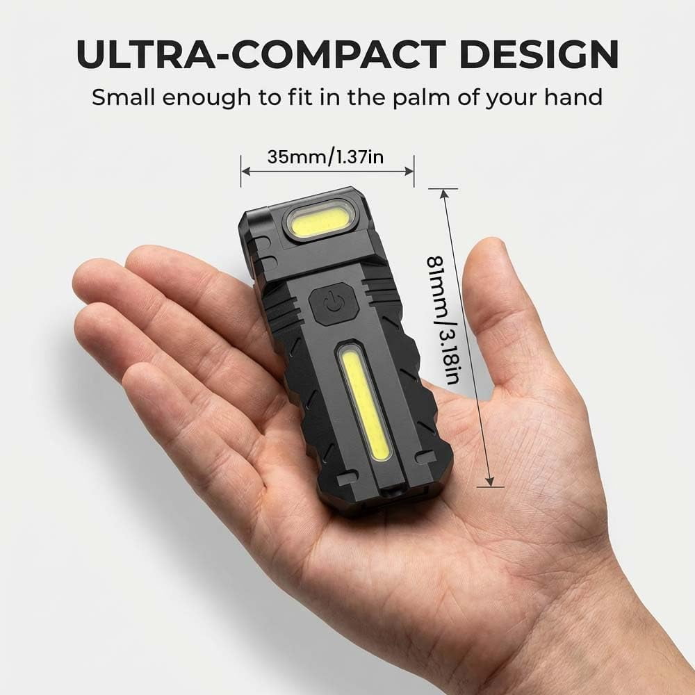 180° Rotating Head LED Work Light, Rechargeable Dual Light Magnetic Flashlight with Pen Clip, Portable EDC Pocket Torch for Hiking Working (DC10x2)