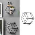 thumbnail image 2 of Hexágono flotante de hierro forjado estantes de pared rejilla colgante de pared sofá Fondo hogar decorativo dormitorio sala de estar cocina - Negro Macarena estante hes montado en la pared, 2 of 7