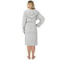thumbnail image 3 of PAVILIA Plush Hooded Robe For Women | Light Grey, Fluffy Soft Bathrobe With Hood | Fuzzy Warm Spa Robe, Cozy Fleece Long Robe | Satin Trim, Small-Medium, 3 of 10