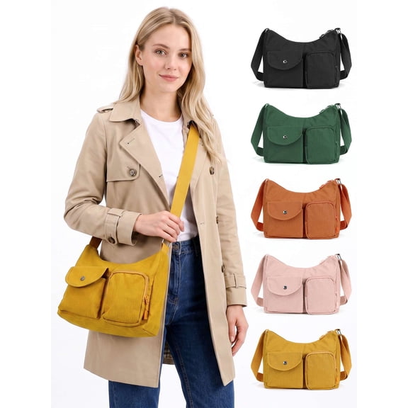 Spencer Women Ladies Crossbody Purses Lightweight Nylon Shoulder Massenger Bag Casual Satchel Handbag with Multiple Pockets
