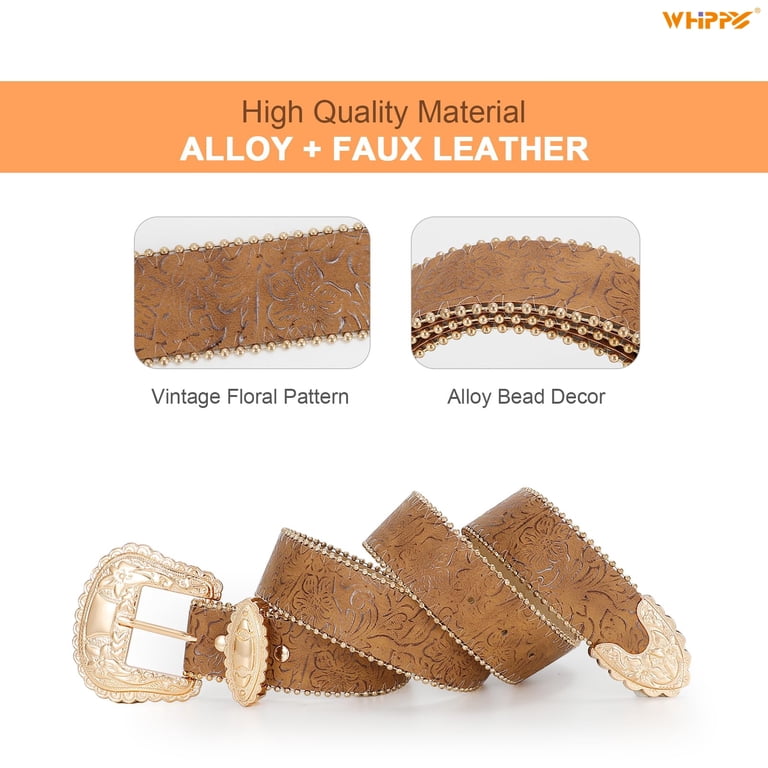 4282 Women\'s Faux Leather Disc Belt Buckle Cowgirl Belts For Dresses Jeans WHIPPY Women Western Belt for Jeans Dresses Cowgirl Cowboy  main image 4