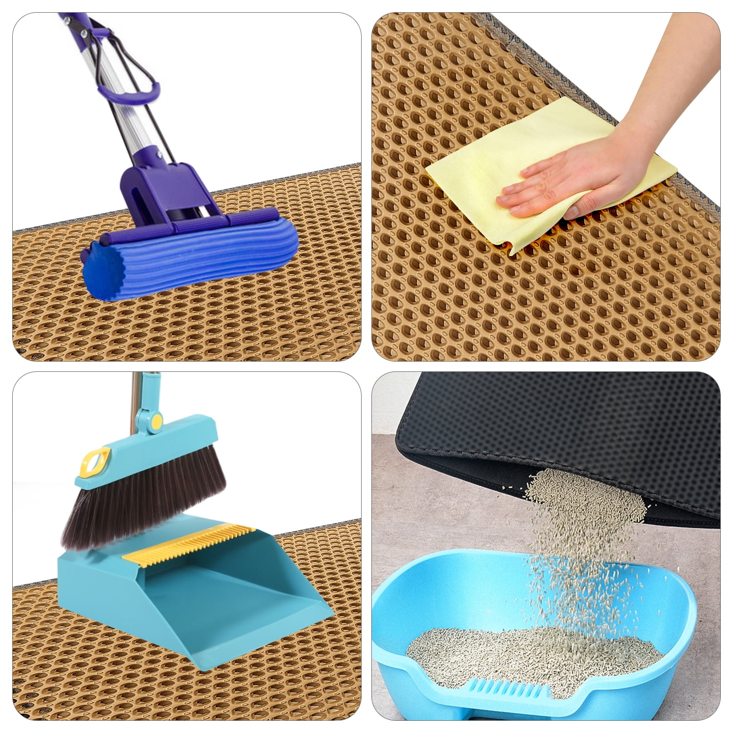 2-Layer Cat Litter Mat Litter Trapper Size 21" X 14" Yellow Traps Litter from Box, Soft on Kitty Cat Paws Honeycomb Double-Layer, Helps to Waste Less Litter on Floors 2-Layer Cat Litter Mat Litter Trapper Size 21" X 14" Yellow Traps Litter from Box, Soft on Kitty Cat Paws Honeycomb Double-Layer, Helps to Waste Less Litter on Floors