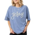 thumbnail image 2 of Jesus Shirt for Women - Pearl Script Christian Faith Graphic Tee Blue Jean Shirt Adult Small, 2 of 7