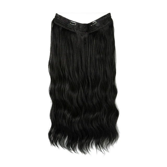Synthetic Wire Hair Extension - 16 Inch, Wave Curly - Clip-In, Transparent Headband, Adjustable - for Women, Thickening/Lengthening Hair