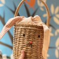thumbnail image 3 of 2X Bolso Cubo de Ratán para Niños Y Adultos, Bolsa de Paja de Playa, Bolso de La Cesta de Mensajero del Hombro Del, Bolso de Mano con Orejas de Conejito, 3 of 5