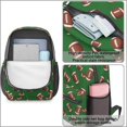 thumbnail image 4 of Football Icon Green Pattern 17" Waterproof Oxford School Backpacks for Teens, S-Shape Padded Straps, for School, Travel, Hiking, Camping, 4 of 5