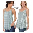 thumbnail image 2 of (ZENANA) Front-Back Reversible (Vneck-ScoopNeck Reversible) Spaghetti Cami Blue grey_Striped S, 2 of 5