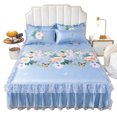 thumbnail image 1 of Bearachild Mesita de noche moderna de roble lujosa con auxiliar de mármol S Para Sala con lámparas únicas Juegos de cama Jardín lleno de azul, 1 of 6