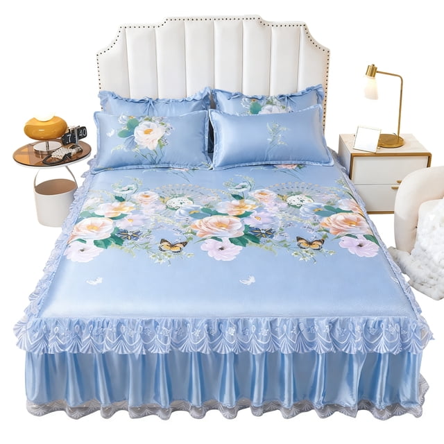 Bearachild Mesita de noche moderna de roble lujosa con auxiliar de mármol S Para Sala con lámparas únicas Juegos de cama Jardín lleno de azul