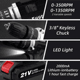 thumbnail image 4 of Euur Cordless Drill, 21V Power Drill Set, 25+1 Position Adjustable Torque Electric Drill, 2-Speed Transmission For Screwdriving And Drilling, Black, 4 of 7