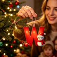thumbnail image 5 of Christmas Letter Ornament, Red Alphabet Initial W Hanging Decoration with Snowman Christmas Tree Ornament for Family Name Display, 5 of 7