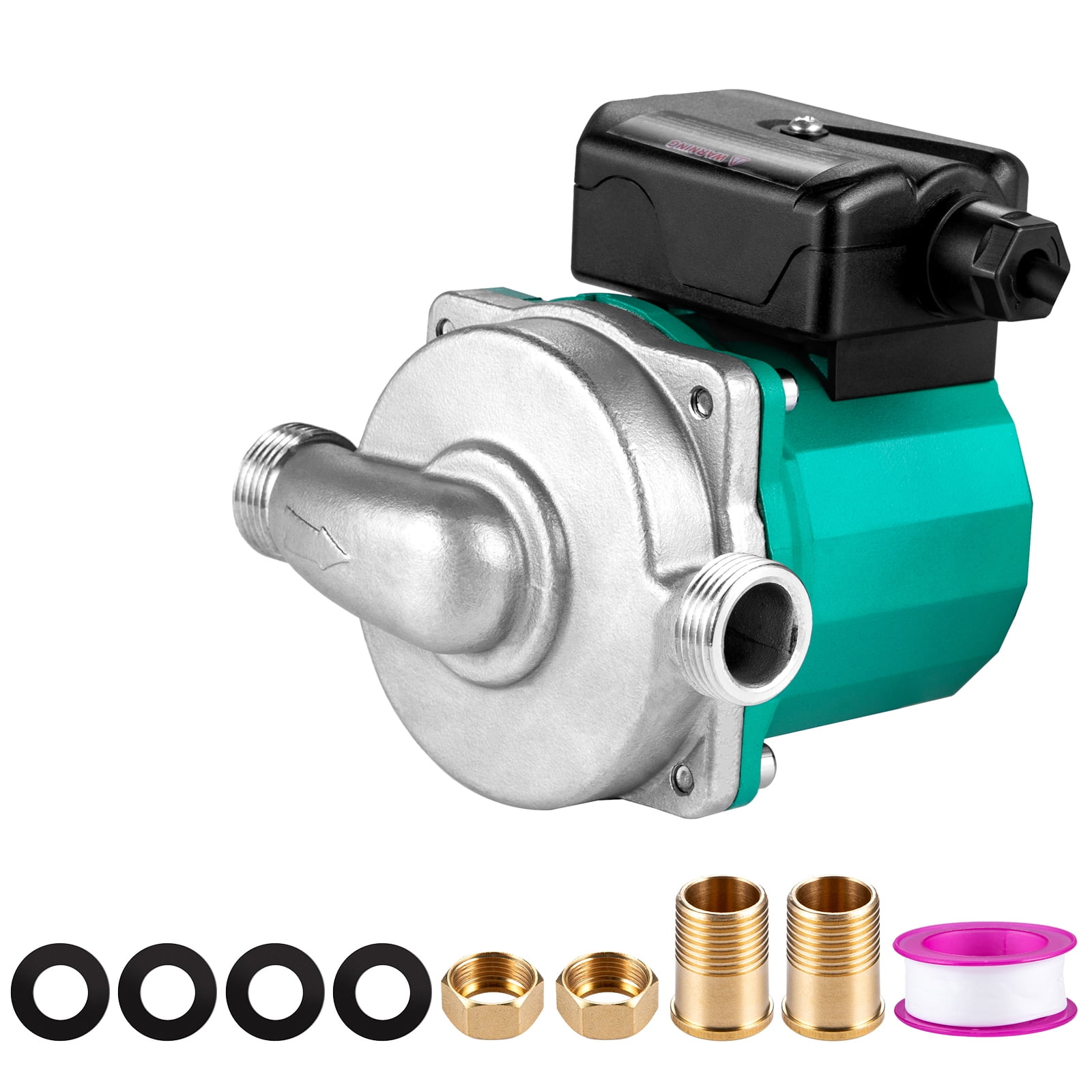 SKYSHALO Recirculating Pump, Three Speed Control, 93w 110v Water Circulator Pump, Stainless Steel Pump Head, Automatic Start Circulating Pump NPT 3/4" w/Brass Fittings,