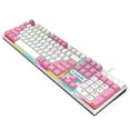 thumbnail image 1 of Teclado para juegos con cable USB Weerihhol Okay Game con retroiluminación LED arcoíris, teclas flotantes silenciosas, teclado de sensación mecánica, ergonómico para juegos, 1 of 2