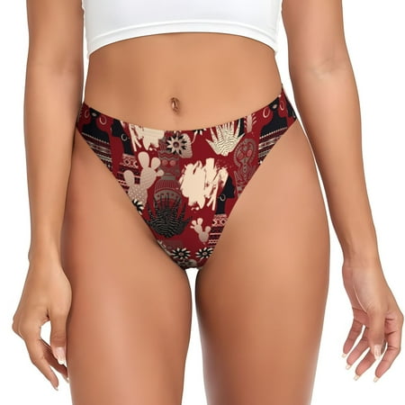Qokaie African Women A Printed Women s Cotton Thong Underwear  Sexy Breathable Panties G-string-3X-Large