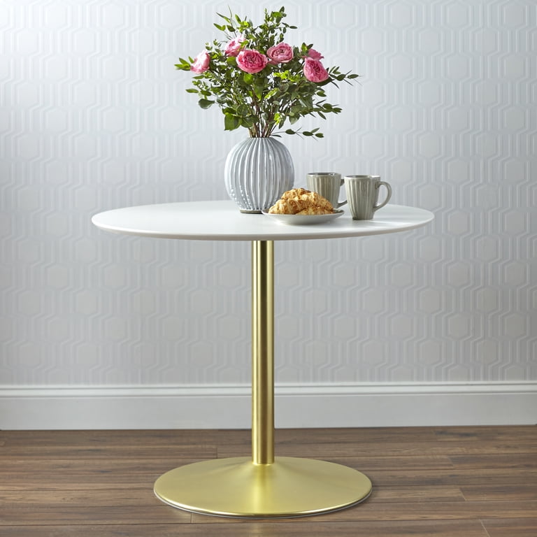 TMS Eldon Round Dining Table, White/Gold photo 3