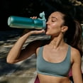 thumbnail image 6 of BOTTLE BOTTLE Insulated Water Bottle 24 oz with Handle and Flip Tops Lids Stainless Steel Water Bottle Push Button Lid Leak proof Portable for Running Travel Sports Hiking blue, 6 of 7