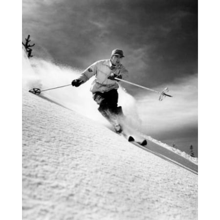 Low angle view of a young man skiing downhill Canvas Art - (18 x 24)