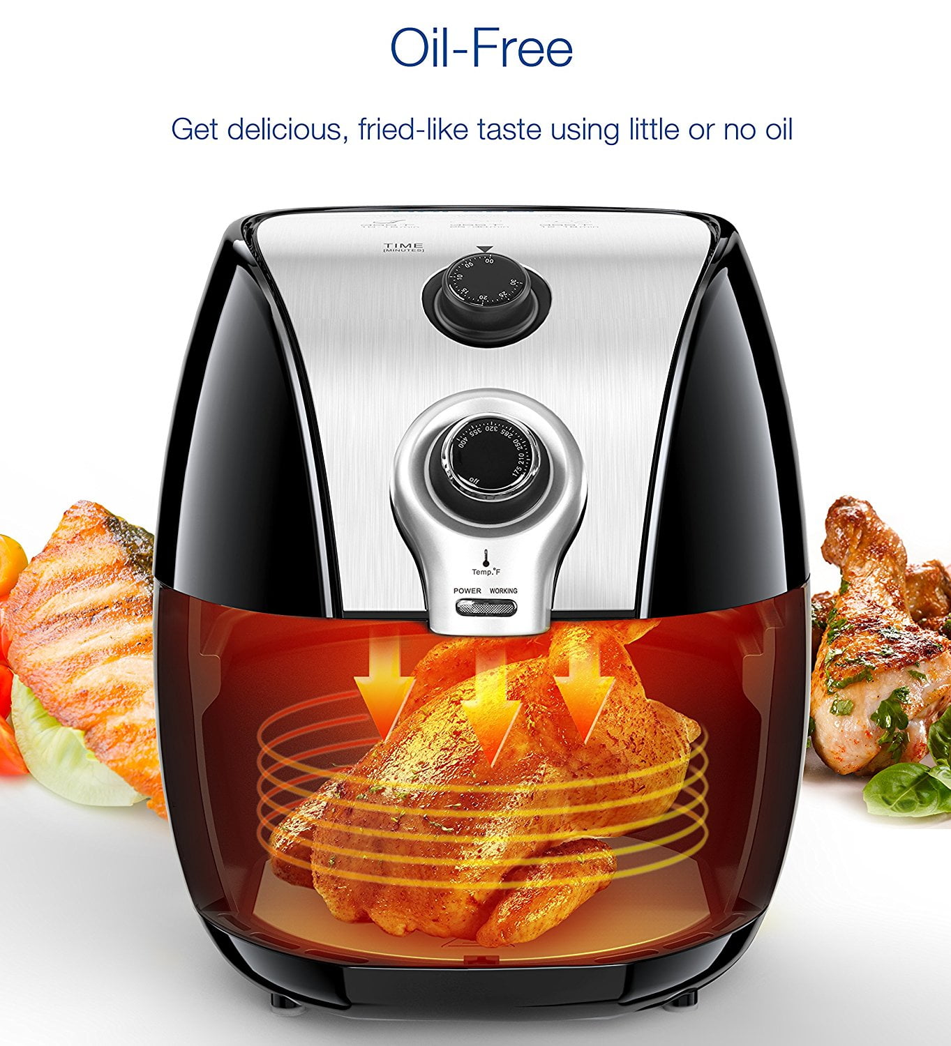HOLSEM Digital Air Fryer with Rapid Air Circulation System 3.4 QT Capacity with LED Display Black/Stainless Steel