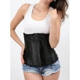 thumbnail image 4 of SHCKE Women's Vintage Satin Corset Bustier Top Lace Up Boned Underbust Corset Waist Cincher, 4 of 6