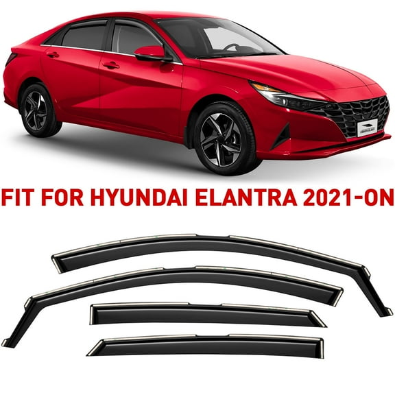 Voron Glass In-Channel Extra Durable Rain Guards for Hyundai Elantra 2021-2026, Window Deflectors, Vent Window Visors, 4 Pieces - 220225