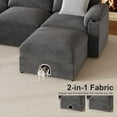 thumbnail image 4 of Velvet Modular and Padded Armrests Sectional U Shaped Sofa with Chaise and Cup Holder, Gray, 4 of 7