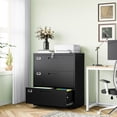 thumbnail image 3 of STANI Lateral File Cabinet with Lock, 3 Drawer Metal Lockable Filing Cabinet for Hanging Files Letter/Legal/F4/A4 Size, Assembly Required - Black, 3 of 11