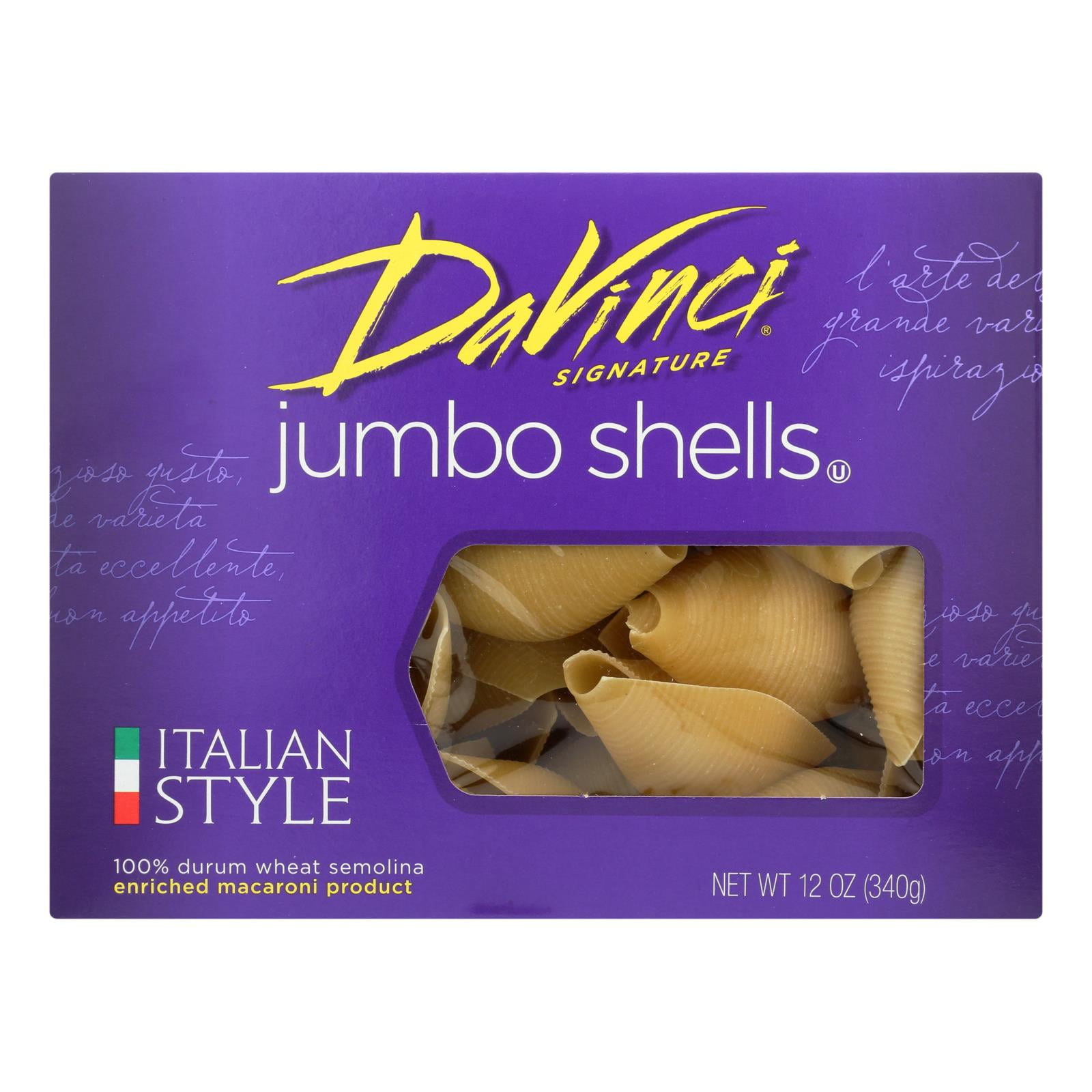 (12 Pack) DaVinci Wheat Semolina Jumbo Shells Pasta, 12 Oz