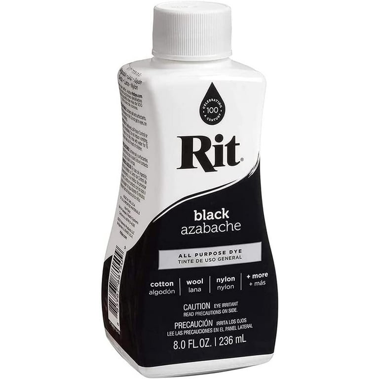 Rit Dye Liquid Black All-Purpose Dye 8oz, Pixiss Tie Dye Accessories Bundle  with Rubber Bands, Gloves, Funnel and Squeeze Bottle 