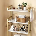 thumbnail image 5 of Over-The-Toilet Storage Rack with 3-Tier Shelves, Space Saver Toilet Shelf, Bathroom Storage Organizer with Hooks for Over-Toilet Storage (Black), 5 of 10