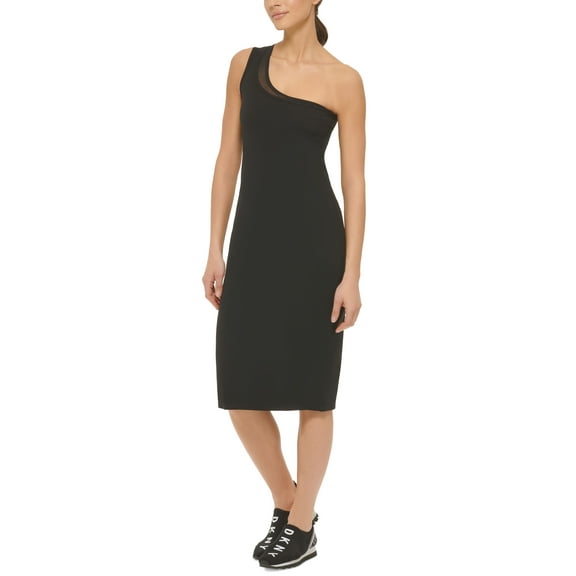DKNY Sport Womens One Shoulder Dress Black XS