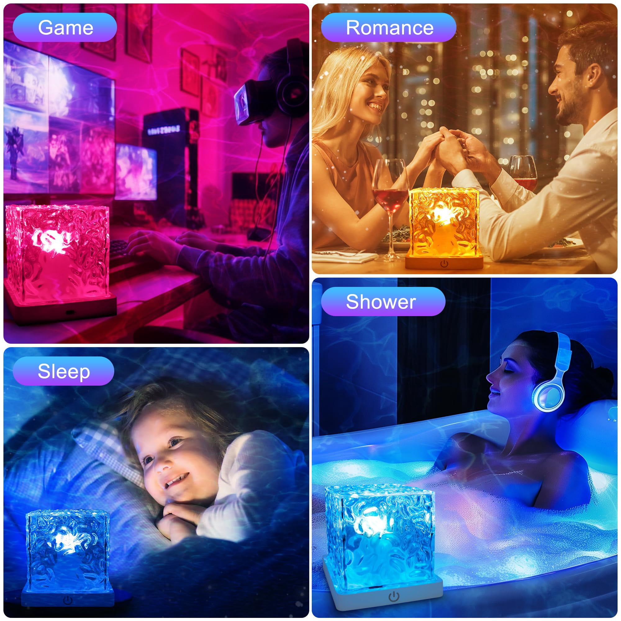 Ocean Wave Projection Lamp, 16 Color RGB Mood Light with Remote, 3D Water Ripple Night Light for Kids Room, Meditation, Yoga, Home Decor(2 Pcs)