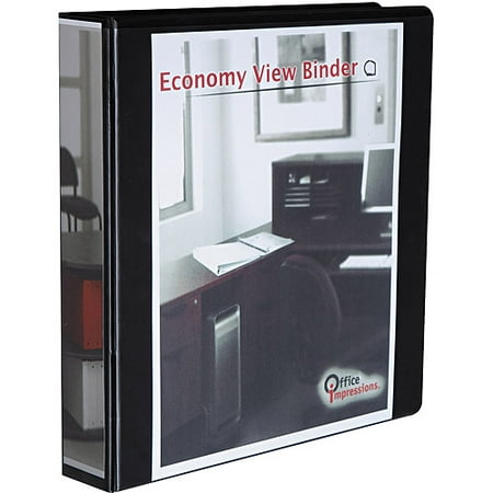 6 Office Impressions Black D-Ring 1-1/2 Inch View Binder