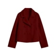 thumbnail image 4 of Hulanddfd Men's Pea Coat Turn Down Collar Double Breasted Short Wool Blend Jacket Casual Fall Winter Outerwear, 4 of 6