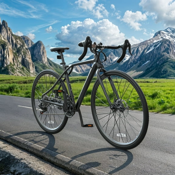 Uforic 700C Road Bike, 21-Speed Commuter Bicycle for Men & Women, 28" Aluminum Frame, Disc Brakes, Black