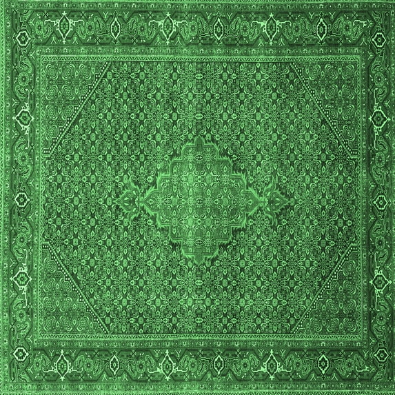 Ahgly Company Indoor Square Persian Emerald Green Traditional Area Rugs, 8' Square