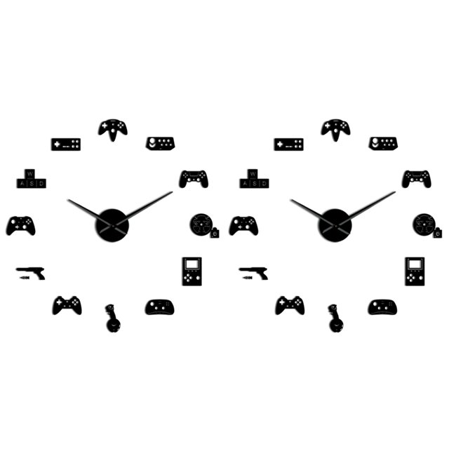 2X Controlador de Juegos Video Diy Reloj de Pared Gigante Juego Joysticks Pegatinas Gamer Wall Art Video Gaming Signs