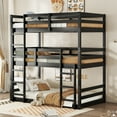 thumbnail image 3 of Harper & Bright Designs Triple Bunk Bed Twin over Twin over Twin with Ladders, Wood Detachable Bunk Bed Frame with Guardrail, Separate into Three Twin Beds, Black, 3 of 13