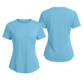 thumbnail image 5 of ZQUUVOU Women's Sun Shirts Short Sleeve Ice Silk Sun Protection Top Solid Crewneck Cooling Breathable Lightweight Shirts Blue, 5 of 5