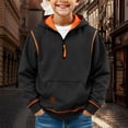 thumbnail image 2 of Boys Hoodies Youth Long Sleeve Athletic Sweatshirt Kids Quarter Zip Hooded Pullover Fall Winter Casual Warm Tops With Pocket, 2 of 6