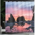 thumbnail image 4 of Ambesonne Nature Shower Curtain, Mystic Beach Skyline, 69"Wx75"L, Multicolor, 4 of 5