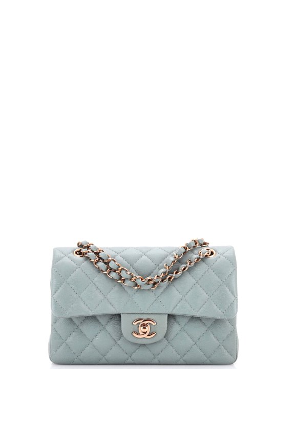 Pre-Owned Classic Double Flap Bag Quilted Caviar Small By Rebag