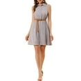 thumbnail image 3 of MODA NOVA Juniors Printed Half Placket Sleeveless Belted Dress, 3 of 6