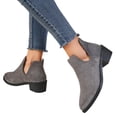 thumbnail image 4 of Mfakffe Ankle Boots for Women Chelsea Square Toe Chunky Low Heel Booties Comfortable Slip on Short Boots, 4 of 5