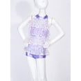 thumbnail image 5 of inlzdz Girls Shiny Sequins Dance Dress Leotard Sparkle Hip Hop Latin Jazz Dance Costume Dancewear Lavender 6, 5 of 7